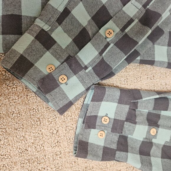 SPACECRAFT Mount Elden Men's Flannel SZ XL Plaid Teal Outdoor Grunge Gorpcore - Picture 7 of 11